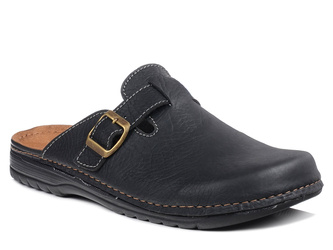 Klapki męskie czarne Inblu 35-24 zakryte palce skórzana wkładka