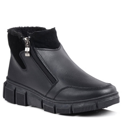 Botki damskie skórzane ocieplane T.Sokolski Z25-236 zimowe czarne suwak