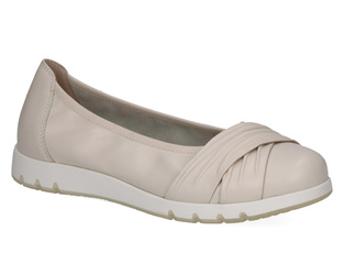 Baleriny damskie skórzane tęgość H wygodne  Caprice 22118 złamana biel