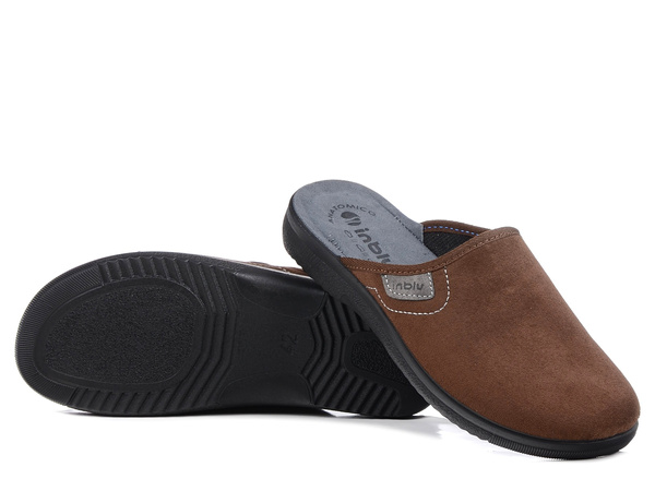 Kapcie męskie brązowe Inblu DG-82 pantofle domowe zakryte palce laczki