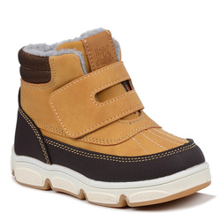 Buty zimowe dziecięce chłopięce brązowe Wojtyłko 26093 ocieplane na rzep