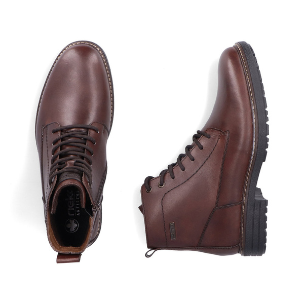 Buty męskie botki zimowe Rieker 33143 trzewiki skórzane brązowe na zamek