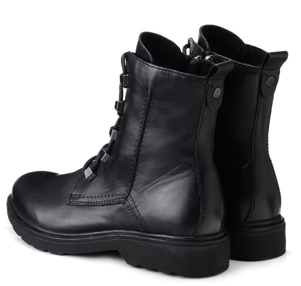 Botki damskie czarne Marco Tozzi 25276 ocieplane polarem skórzane