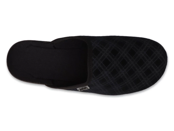 Kapcie męskie pantofle domowe wsuwane czarne z tkaniny Befado 548M052