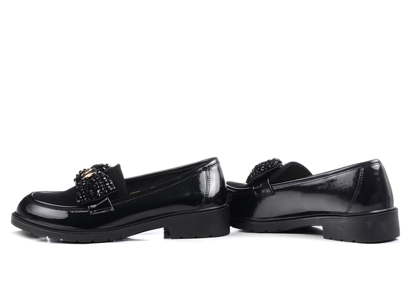 Półbuty damskie S.Barski HY52-319 czarne wsuwane lakierowane eleganckie