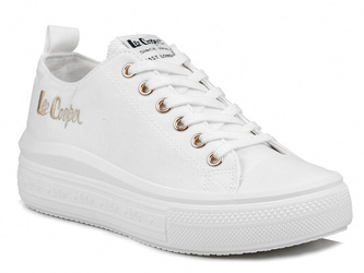 Trampki damskie białe na platformie tekstylne Lee Cooper 2462L