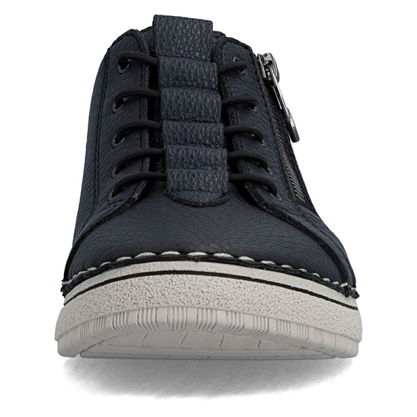 Półbuty damskie granatowe Rieker 50965-14 sportowe skórzane na zamek