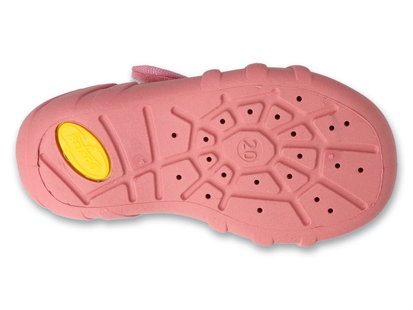 Kapcie dziecięce różowe Befado 109P270 baleriny do przedszkola na rzepy