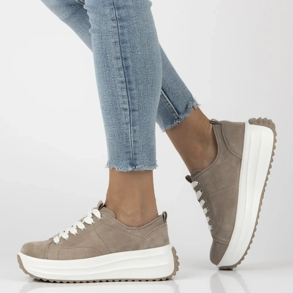 Sneakersy damskie beżowe Filippo DP6795/26 buty na platformie skórzane