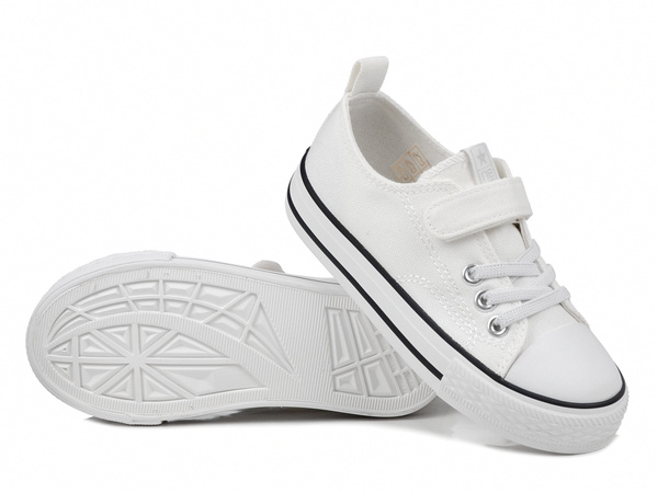 Trampki dziecięce białe News 8100 tenisówki tekstylne niskie na rzep