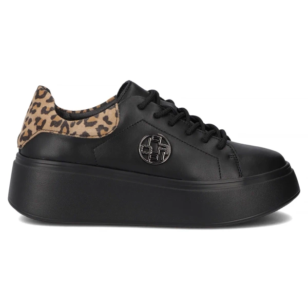 Sneakersy damskie czarne Filippo DP6058 półbuty skórzane na platformie