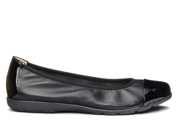 Baleriny damskie baletki skórzane czarne Caprice 22152 płaskie wygodne 