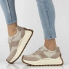 Sneakersy damskie beżowe  Filippo DP6785/25 buty na platformie skórzane