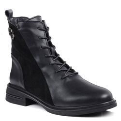 Botki damskie czarne T.Sokolski 25-309 ocieplane skórzane jesienne