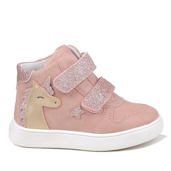 Buty dziewczęce trzewiki jesienne Wojtyłko 26080 różowe wkładka skórzana