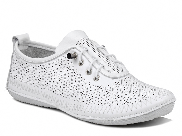 Półbuty damskie białe T.Sokolski 1302 buty skórzane ażurowe wygodne