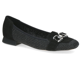 Czółenka damskie czarne Caprice 24201 skórzane eleganckie płaski obcas