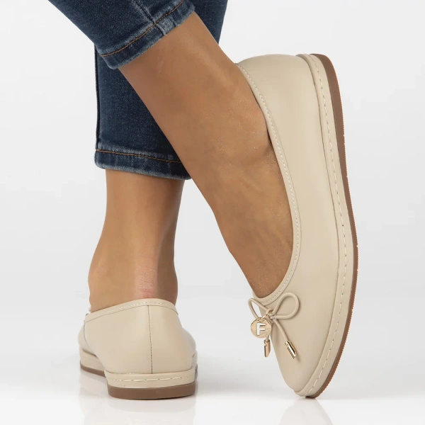 Baleriny damskie Filippo DP6856/26 baletki skórzane płaskie beżowe