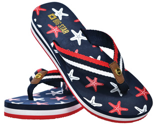 Klapki damskie japonki  Big Star RR274A127 na koturnie plażowe granatowe