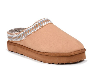 Ciepłe kapcie damskie pantofle domowe kożuszek zakryte camel Inblu FX-21