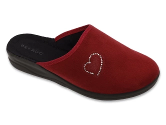 Kapcie damskie pantofle domowe Befado 551D016 bordo z zakrytymi palcami