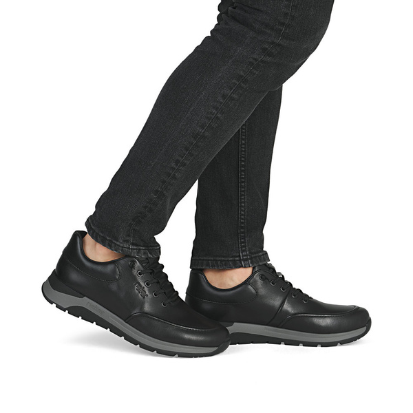 Półbuty męskie czarne Rieker 39658-00 skórzane szerokie wygodne wsuwane