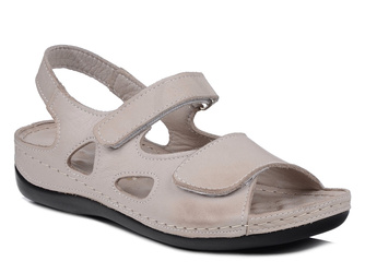 Sandały damskie beżowe  T.Sokolski L26-158 skórzane na rzepy wygodne