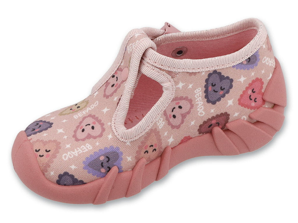Kapcie dziewczęce różowe Befado 110P517 domowe do przedszkola na zapinki