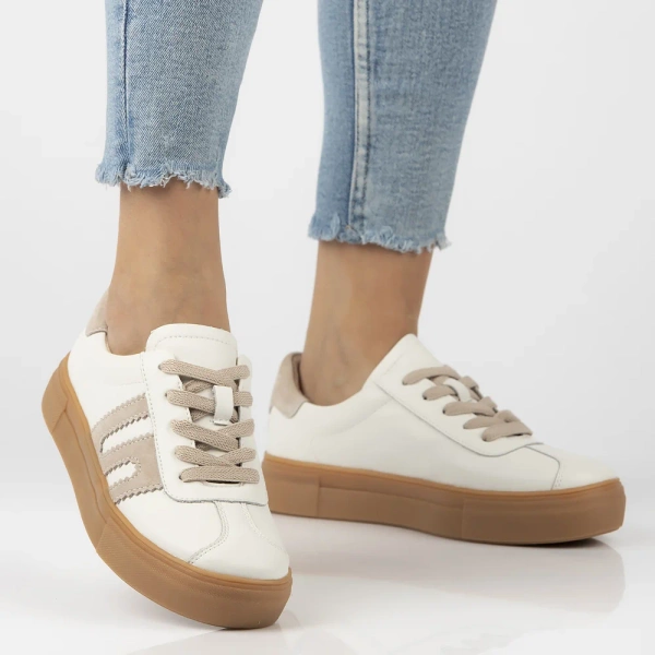 Sneakersy damskie Filippo DP6798/26 buty na platformie skórzane białe