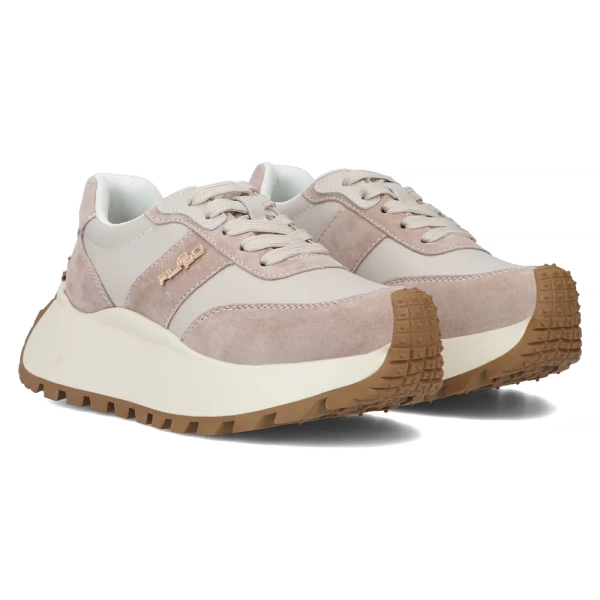 Sneakersy damskie beżowe  Filippo DP6785/25 buty na platformie skórzane