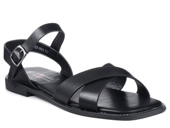 Sandały damskie płaskie czarne buty na lato S.Barski KV27-003
