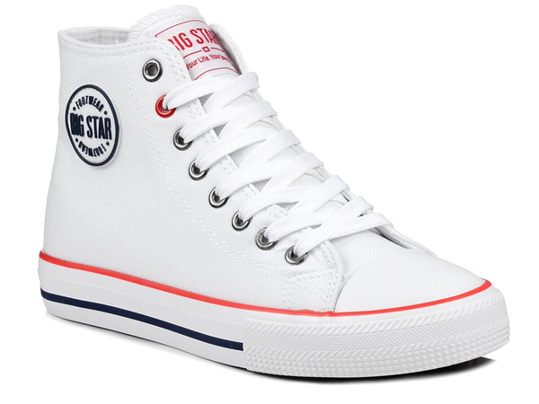 Trampki damskie wysokie Big Star NN274660 białe z wkładką anatomiczną 