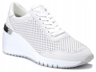 Sneakersy damskie Marco Tozzi 23500 buty na koturnie białe skórzane