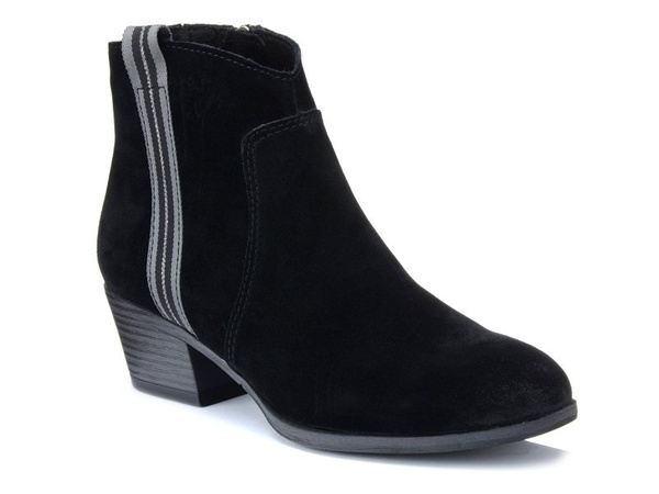 Botki damskie czarne Marco Tozzi 25312 skórzane zamszowe na zamek