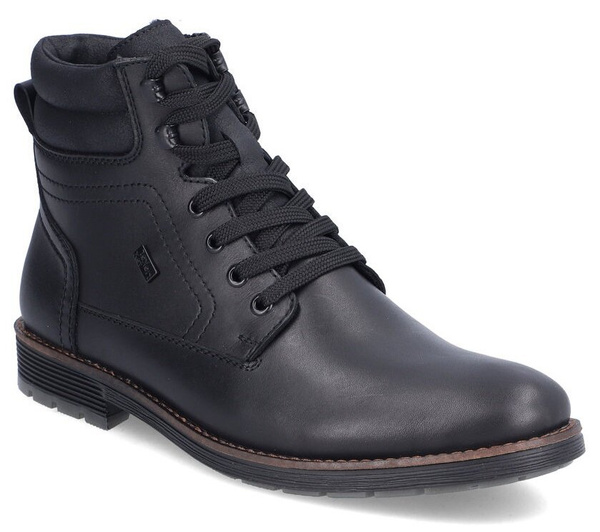 Buty męskie zimowe Rieker F4544-00 trzewiki ocieplane skórzane czarne 