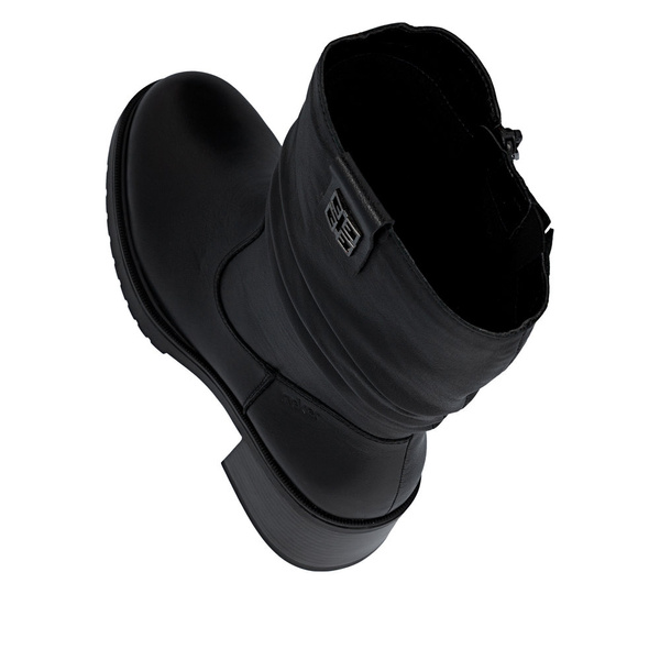 Botki zimowe damskie czarne Rieker Y5257 ocieplane skórzane na obcasie