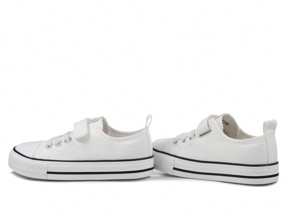 Trampki dziecięce białe News 8100 tenisówki tekstylne niskie na rzep