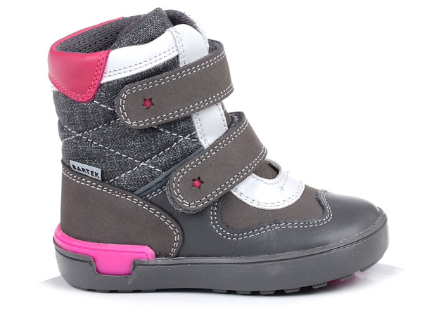 Buty zimowe Bartek 91874 ocieplane wełną dziewczęce skórzane na rzepy