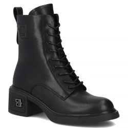 Botki damskie ocieplane skórzane jesienne Filippo DBT7188/25 na obcasie