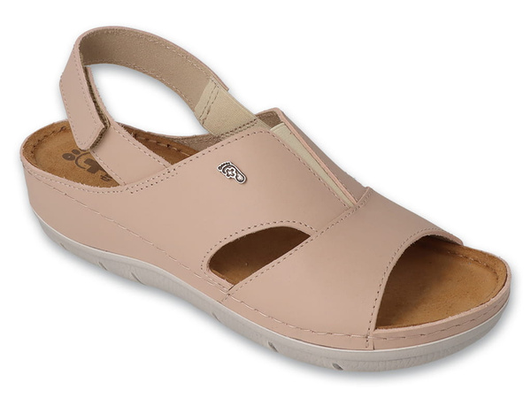 Sandały damskie skórzane beżowe na platformie na rzepy Dr Orto 158D261