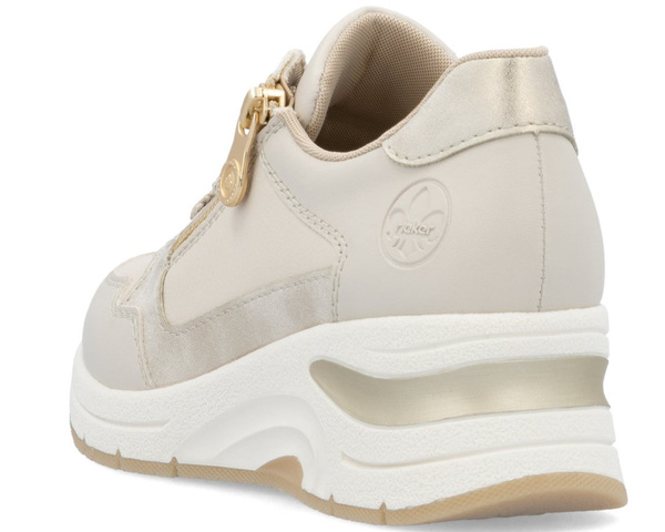 Sneakersy damskie beżowe Rieker N9301-60 półbuty skórzane na zamek