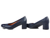 Czółenka damskie na obcasie skórzane granatowe Venetto 1344/1 wygodne