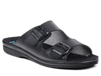 Klapki męskie czarne Adanex 28112 regulowane lekkie wygodne elastyczne
