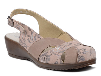 Sandały damskie skórzane Kosela Medic 2482 na koturnie tęgość H beżowe