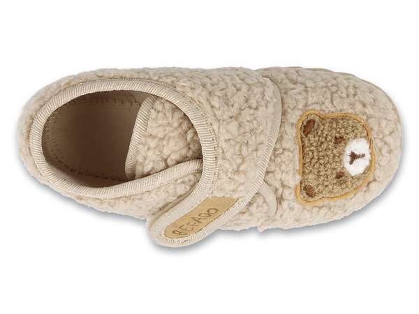 Kapcie dziecięce beżowe Befado 465P220 wełniane baranki z misiem ciepłe