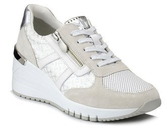 Sneakersy damskie białe Marco Tozzi 2-23765-26 na koturnie skórzane