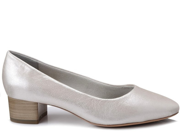 Czółenka damskie srebrne Tamarisc1-22300-24 skórzane zakryty nosek