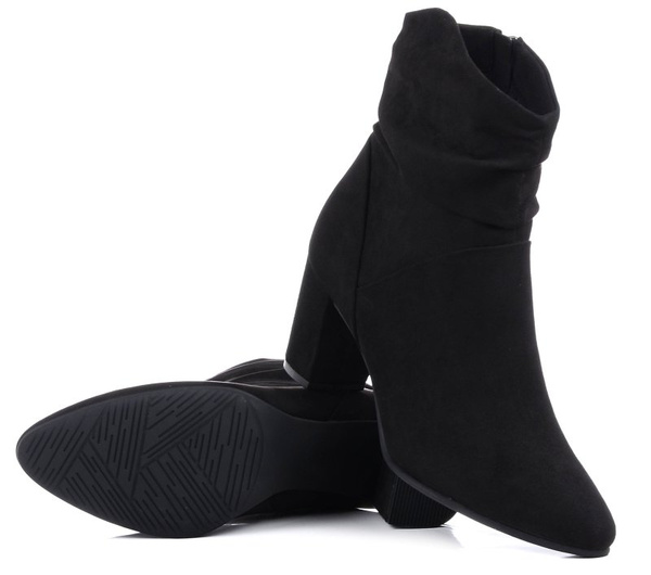 Botki damskie czarne Marco Tozzi 25307 na obcasie ocieplane na zamek