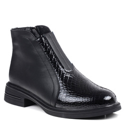 Botki damskie czarne T.Sokolski Z25-293 ocieplane skórzane lakierowane