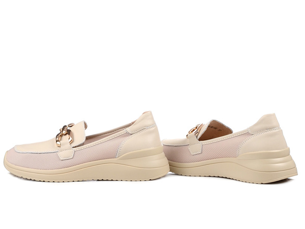 Półbuty damskie mokasyny skórzane wsuwane beżowe T.Sokolski W26-286